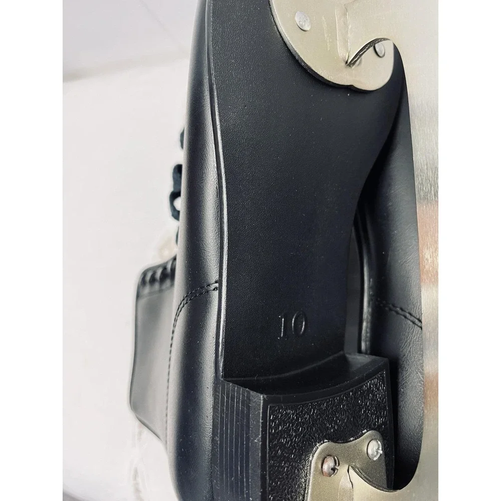 Lake Placid Ice Skates Size 10 Men Black‎ Figure Skates Model 283 Vtg Vinyl NEW
